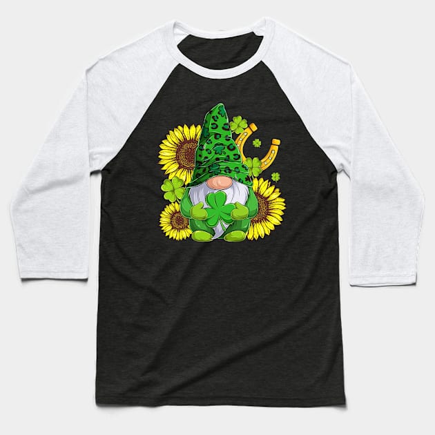 Leopard Shamrock Gnome Sunflower St Patricks Day Baseball T-Shirt by Magazine